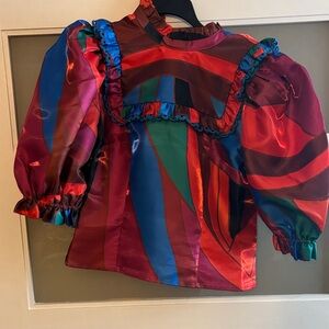 Colorful Ruffled Women's Blouse